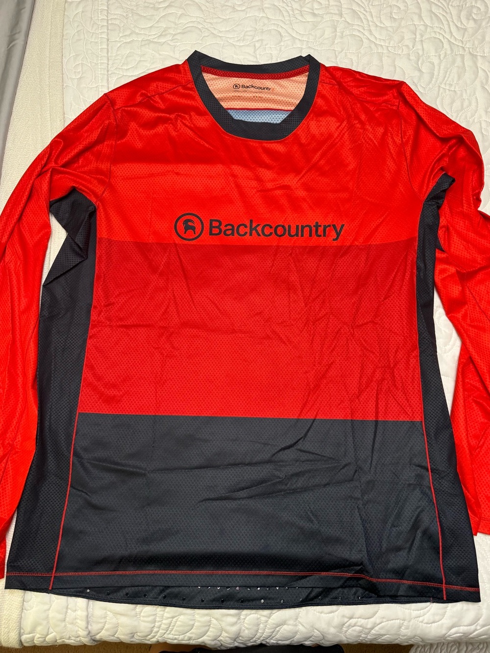 Backcountry Men's Red and Black Performance Long-Sleeve Shirt